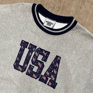 Vintage 90s Lee Cross Grain Gray Crewneck USA Sweatshirt Reverse Weave 2XL
